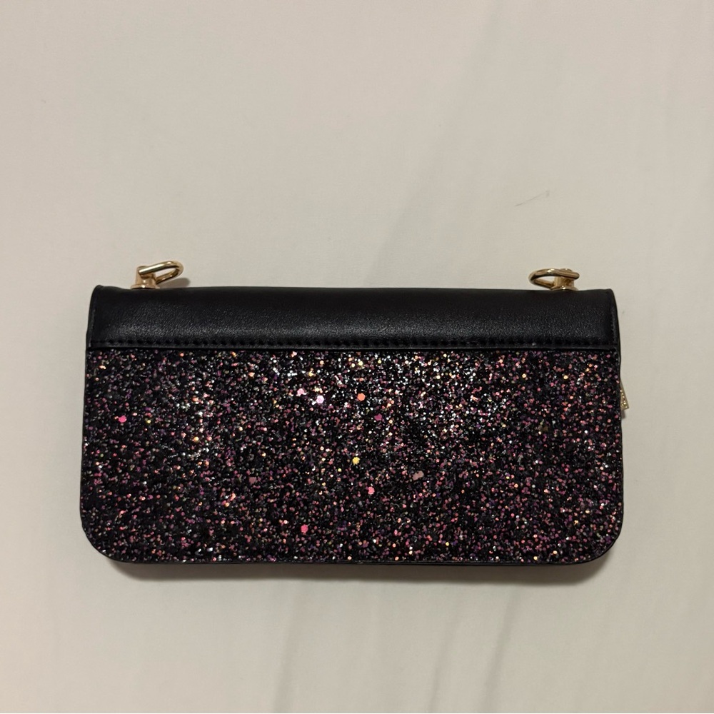 Aldo Black and Pink Glitter Clutch